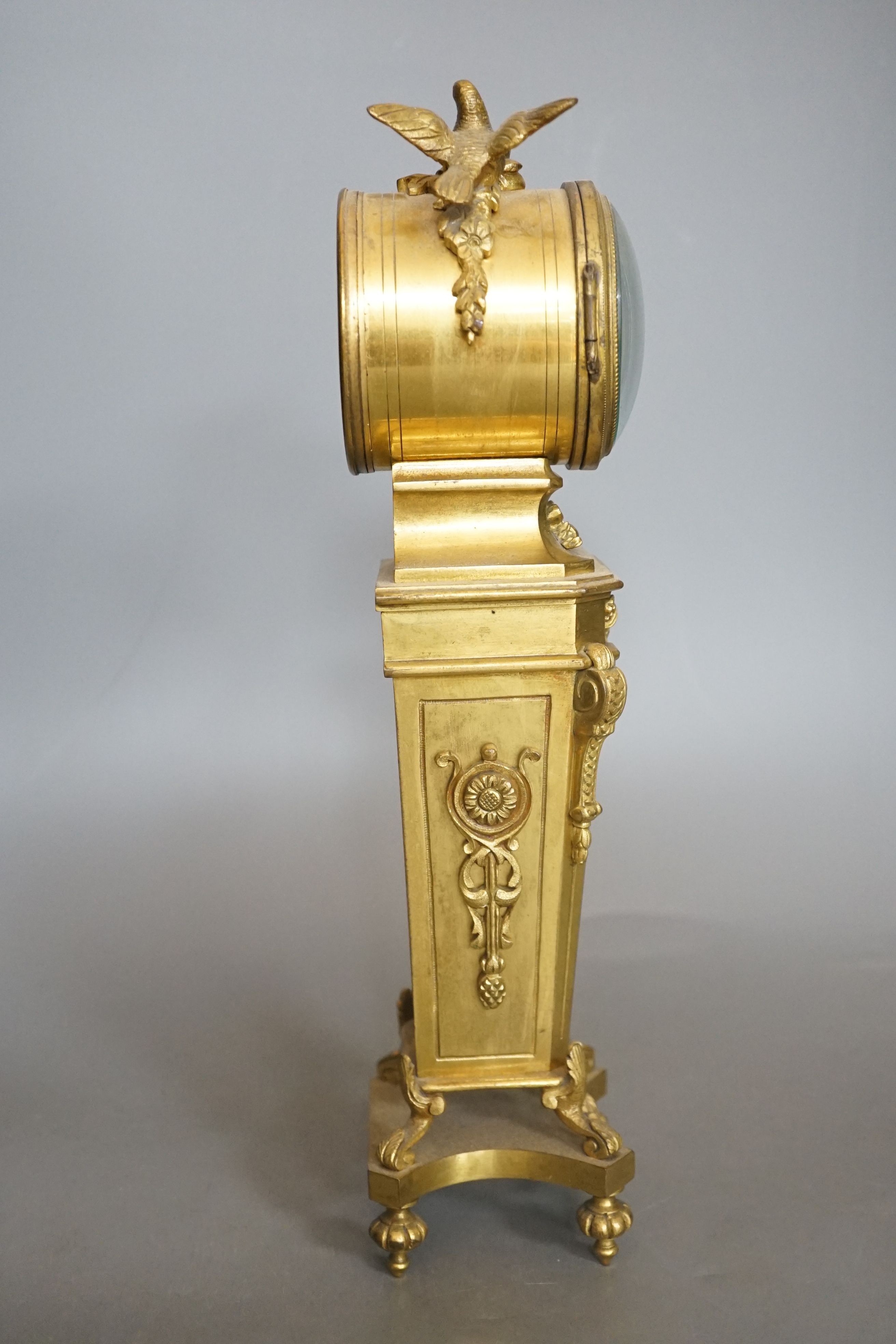 A French ormolu and Limoges enamel mantel timepiece, c.1900 - 31cm tall